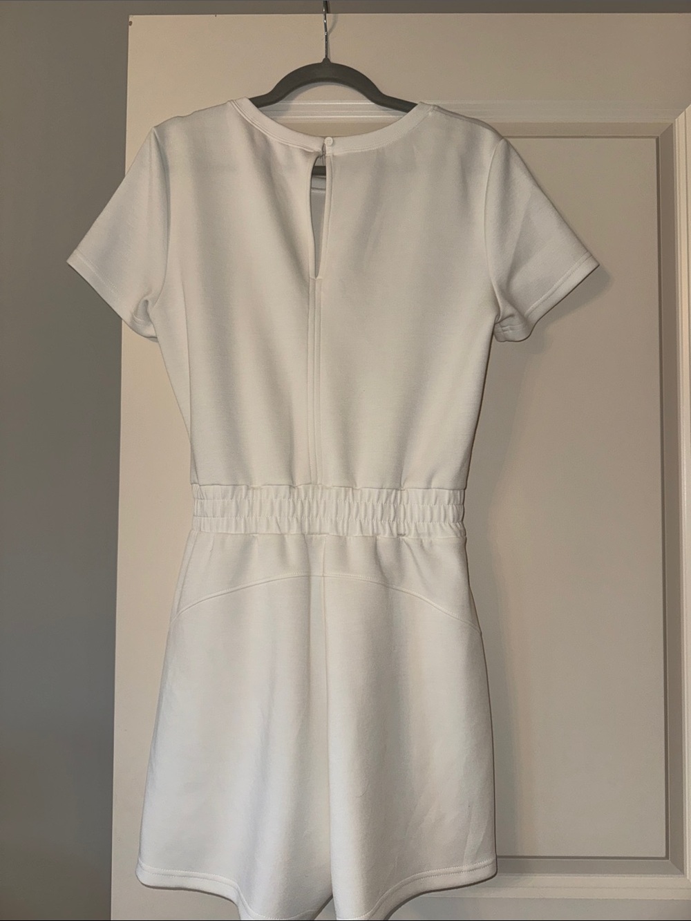 Amazon White Short-Sleeve Drawstring Romper - Picture 3 of 3